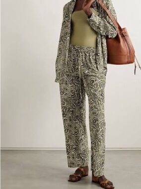 Matteau Olive Paisley Wide Leg Trousers